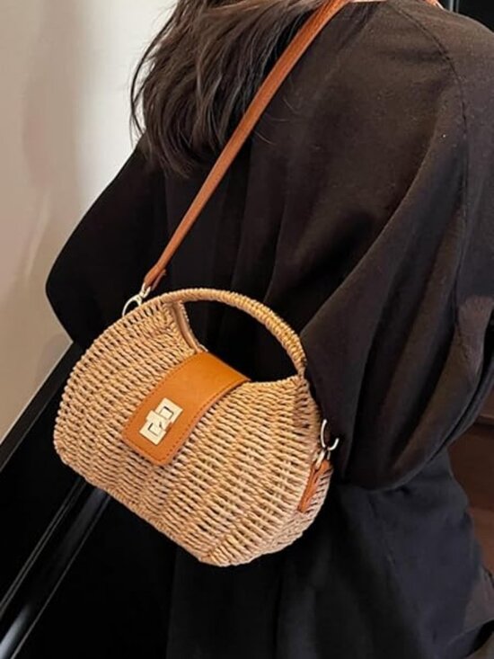 Neiman Marcus Handbags - Neiman Marcus Khaki Brown Beach Straw Woven Bag